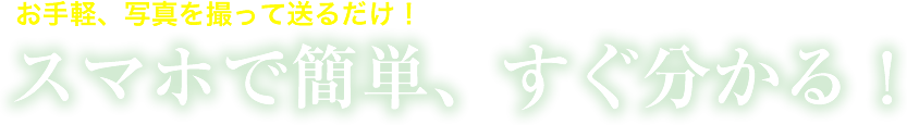 お手軽、写真を撮って送るだけ！スマホで簡単、すぐ分かる！