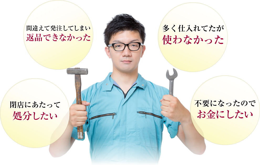 電動工具を間違えて発注、返品できなかったので買取。閉店・倒産の在庫処分。新製品の入れ替え